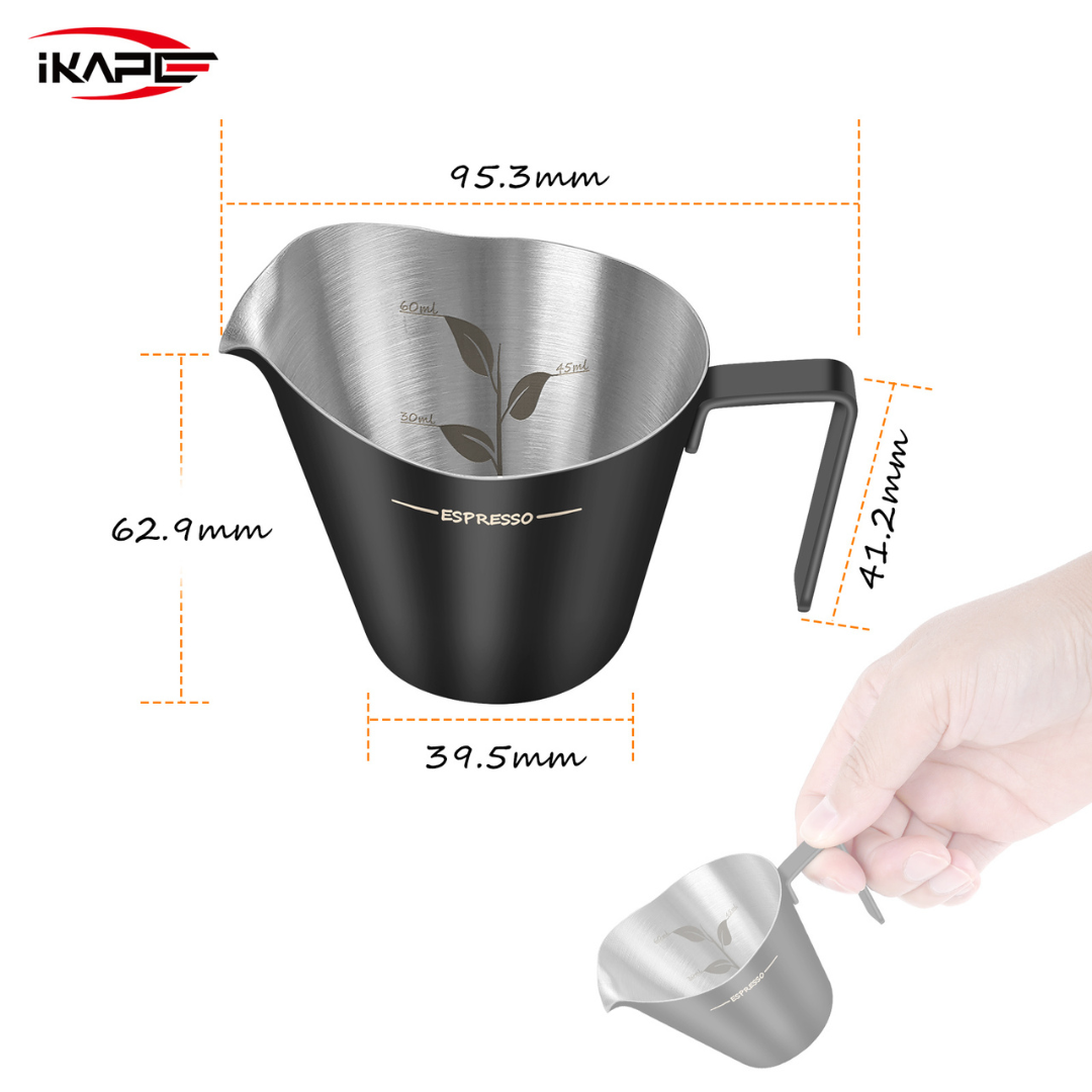 IKAPE Espresso Measuring Cup, 304 Stainless Steel Espresso Shot Cup, 90ml Coffee Measuring Cup