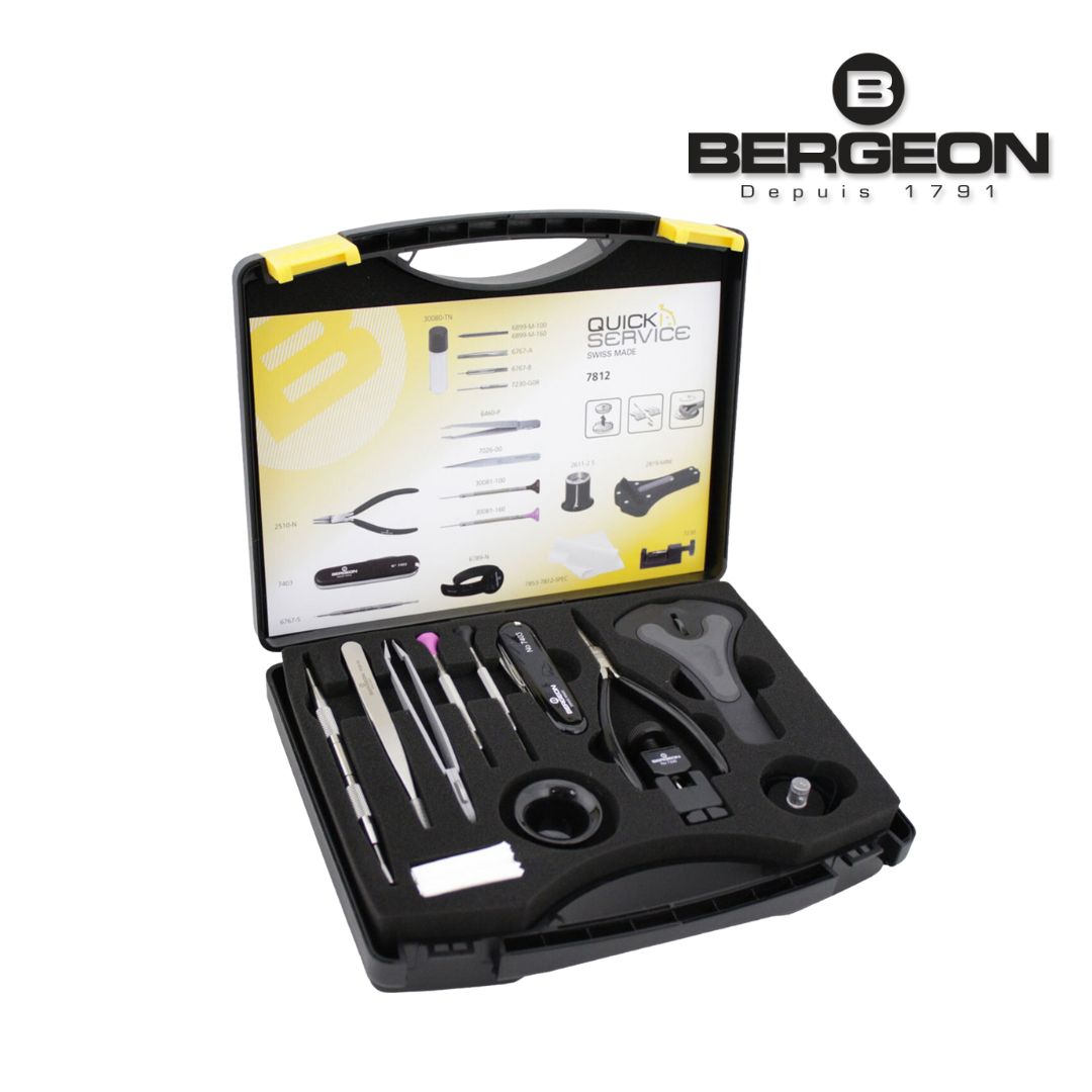 Bergeon 7812 Watchmakers Quick Service Kit 12 Pieces Set with Carrying Case