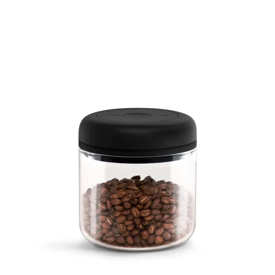 Fellow Atmos Vacuum Canister Airtight Seal, Keep coffee fresher, Vacuum Pump, Press To Release, Twist To Remove Air