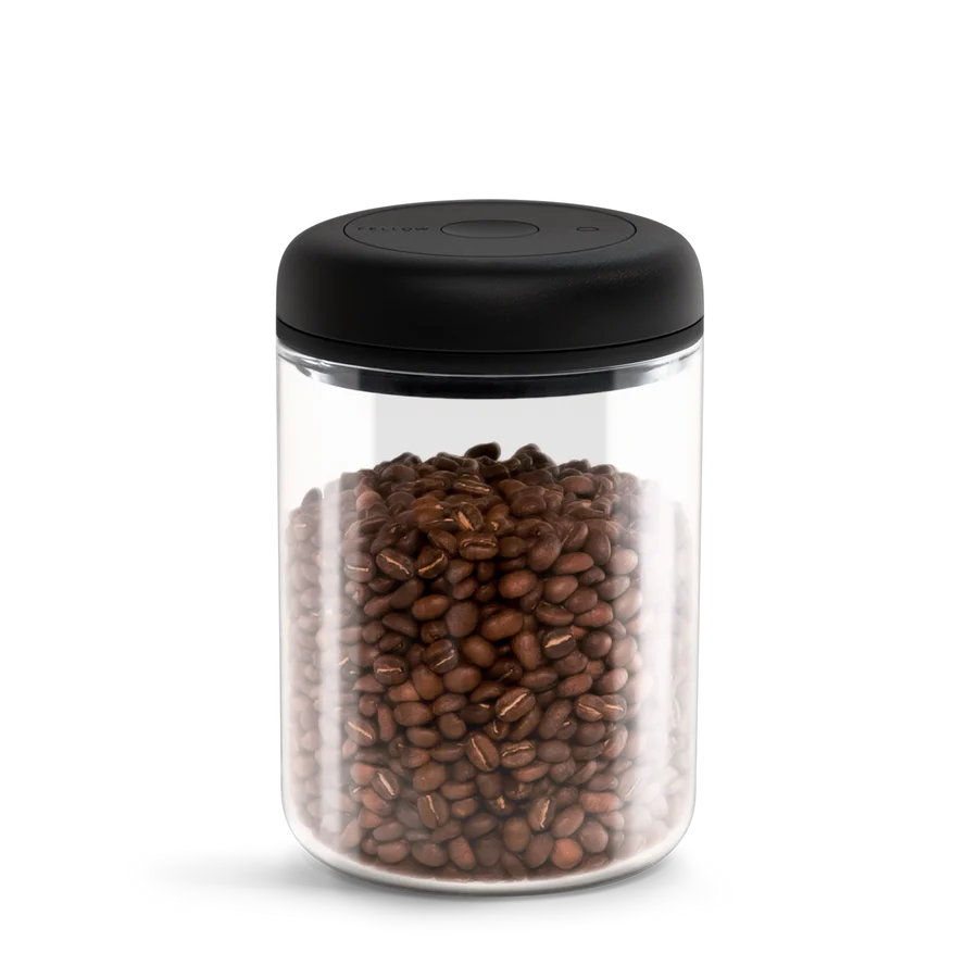 Fellow Atmos Vacuum Canister Airtight Seal, Keep coffee fresher, Vacuum Pump, Press To Release, Twist To Remove Air
