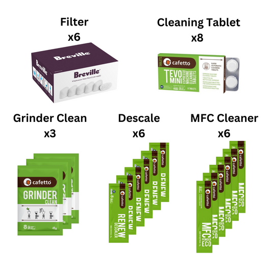Original Breville Espresso Machine Water Filters (6 pack), 1 Year Supply, BWF100 BWF-100, Cafetto Descale, Urnex Cafiza