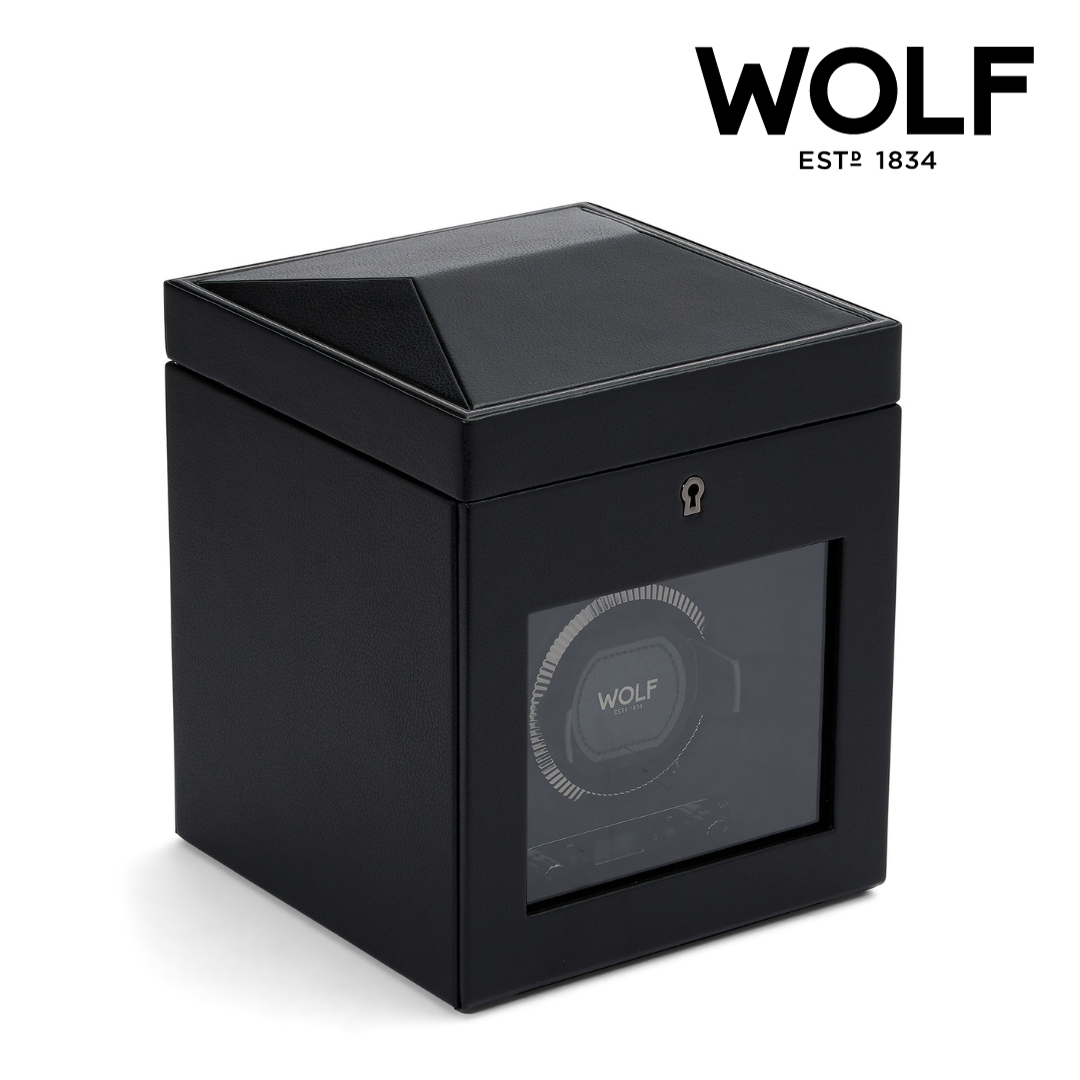 Exquisite British Racing Single Watch Winder by WOLF 1834 Elegant Au Watch and Puck