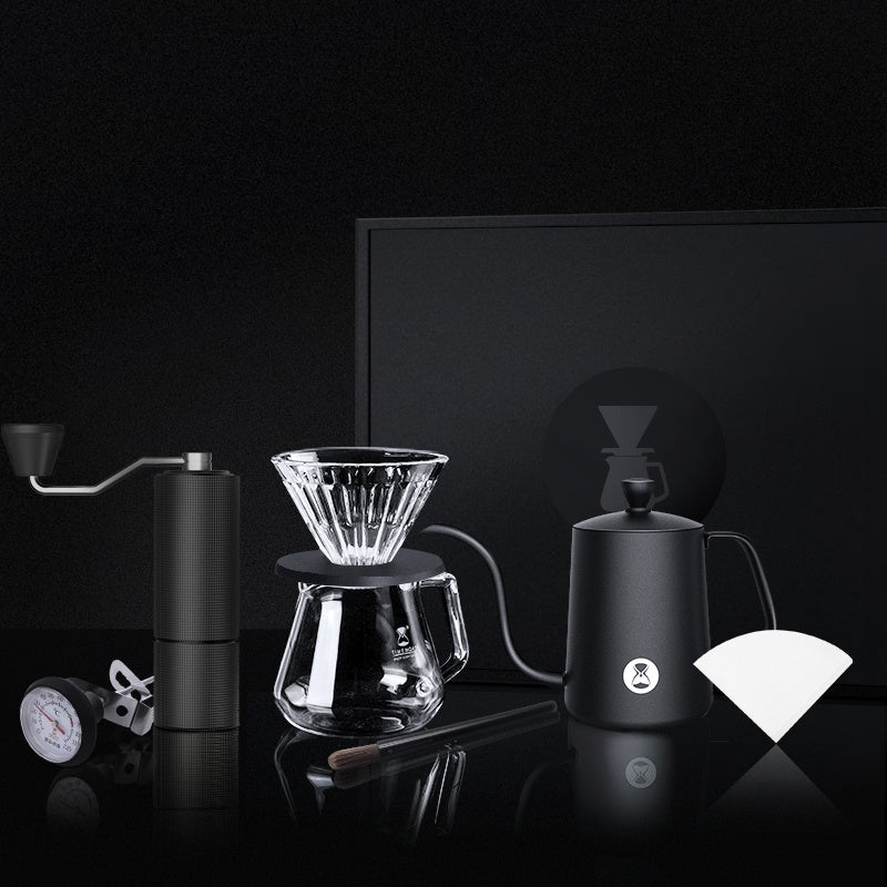 Timemore Pour Over gift set with C3 Grinder, Crystal dripper, filter, thermometer in box - Watch&Puck