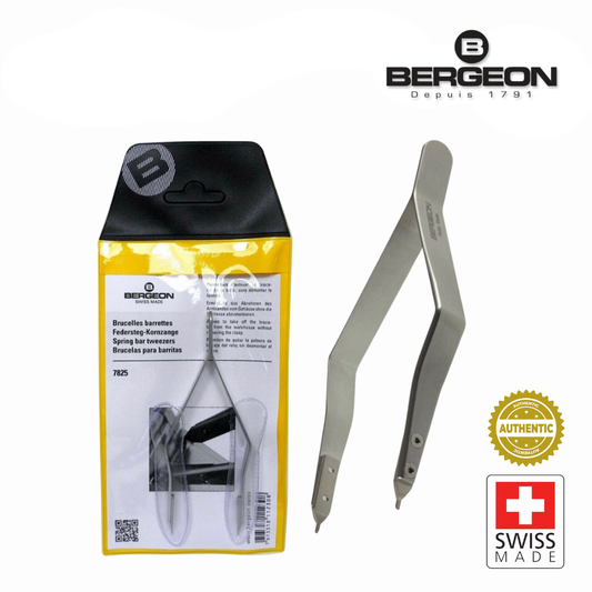 Bergeon 7825 Sping Bar Tweezer, Removal Tool, Lug Removal Fitting Tool, Swiss Made, 1.0mm Fine Forked Tips, Stainless Steel