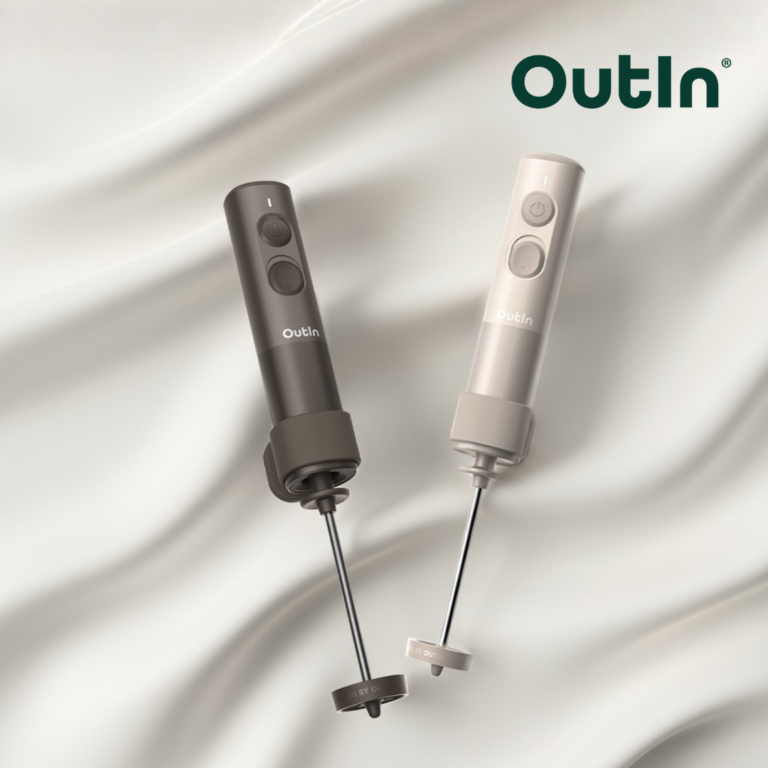 OutIn LattoGo Milk Frother – Portable Handheld Latte Art Foam Maker with Silicone Ring