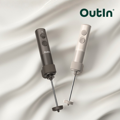 OutIn LattoGo Milk Frother – Portable Handheld Latte Art Foam Maker with Silicone Ring
