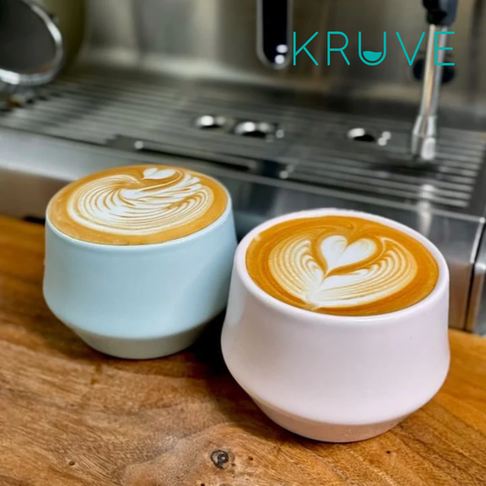 KRUVE IMAGINE Porcelain Latte Art Cups Set of 2 – Double Wall Insulated Coffee Cups