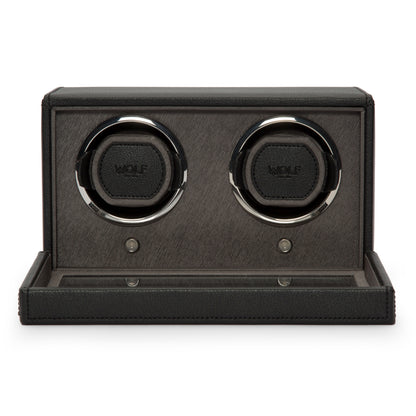 Premium Double Cub Watch Winder with Protective Cover by WOLF 1834 - Elegant Automatic Timepiece Maintenance Solution