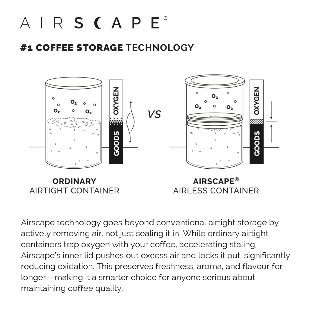 Airscape® Classic Coffee Canister – Oxygen-Removing Storage (250g / 500g / Kilo 1kg)