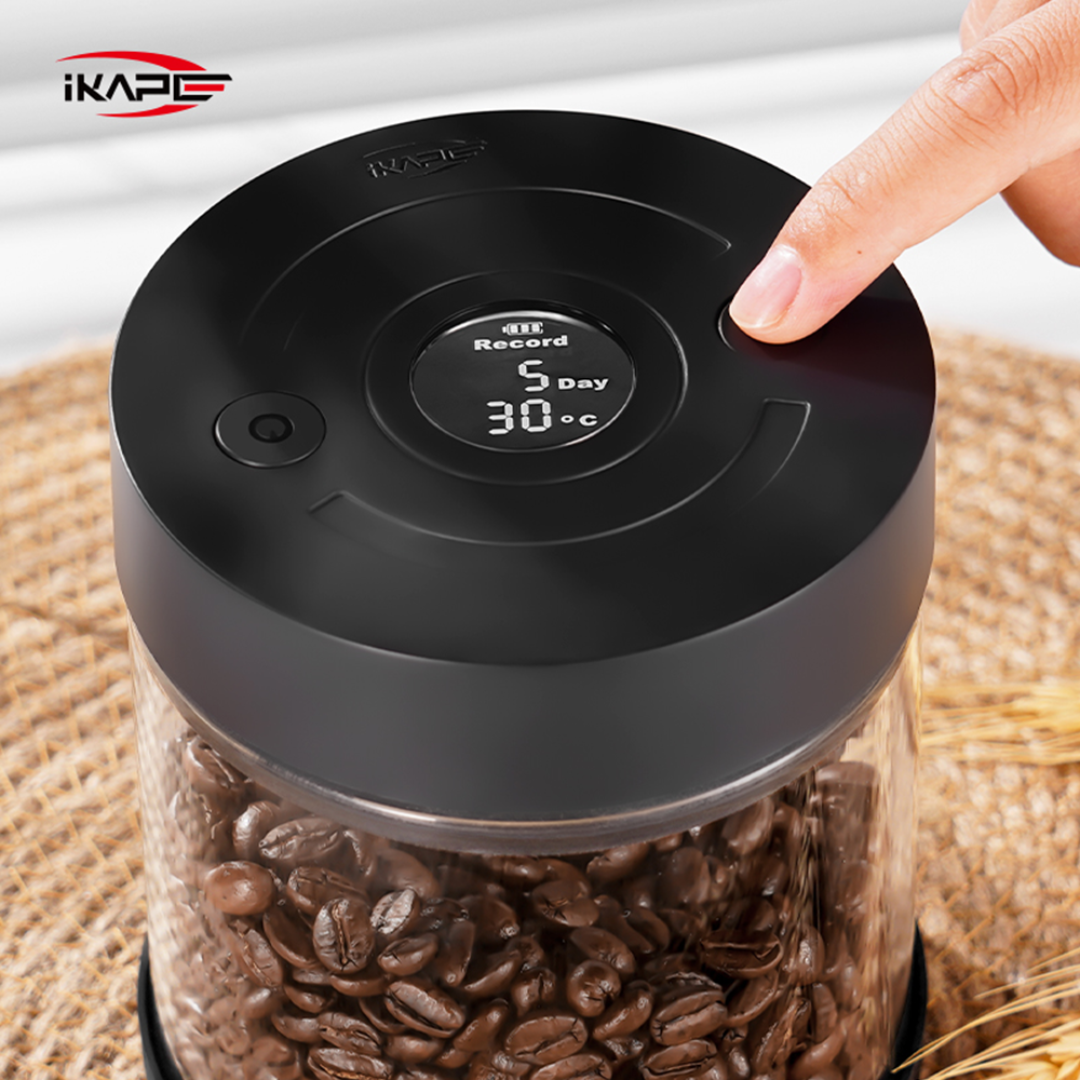 IKAPE Electric Vacuum Coffee Bean Canister with Digital Display - Auto Vacuum Storage (250g / 500g)
