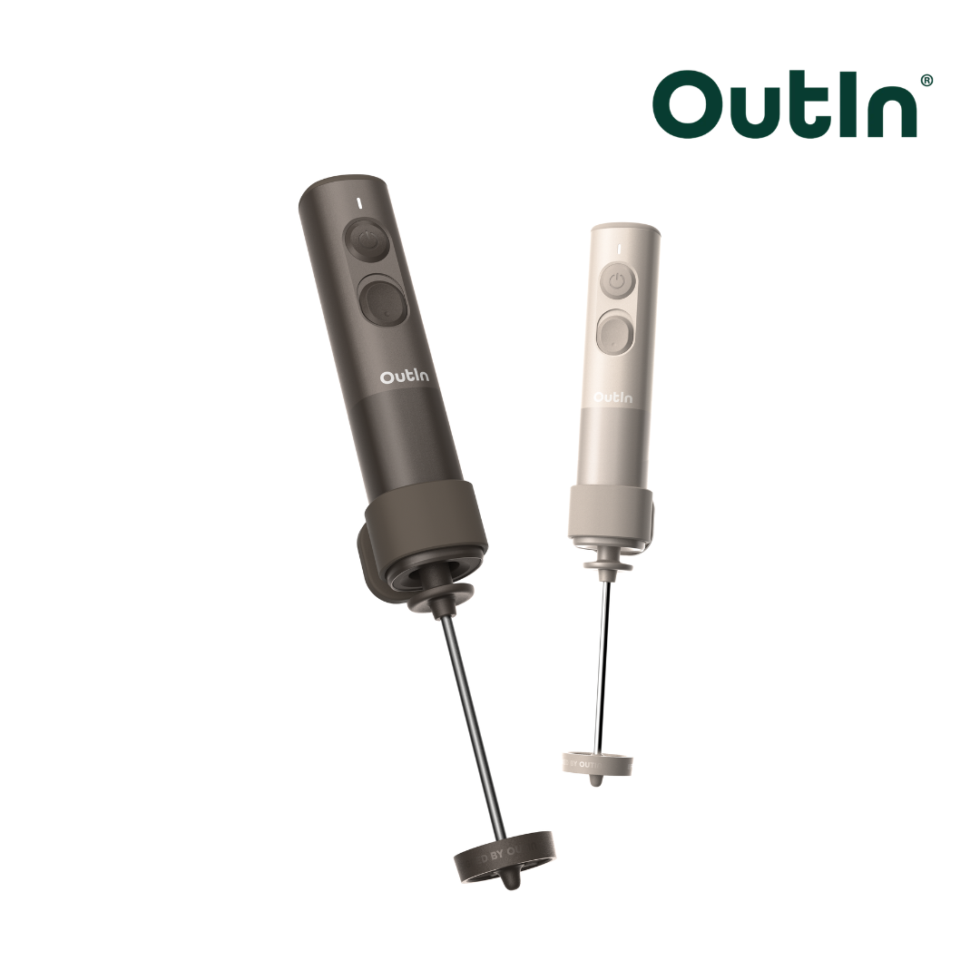 OutIn LattoGo Milk Frother – Portable Handheld Latte Art Foam Maker with Silicone Ring