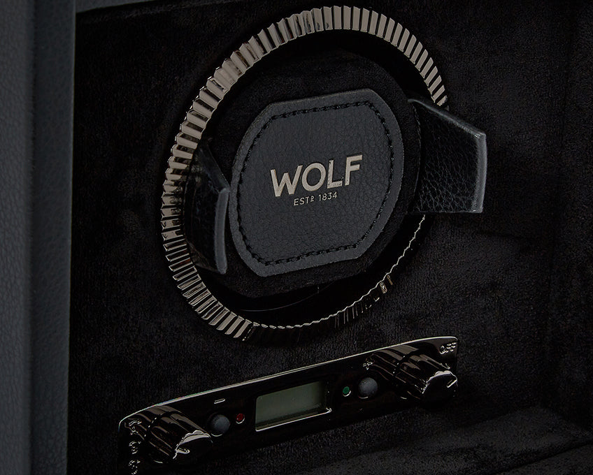 Exquisite British Racing Single Watch Winder by WOLF 1834 - Elegant Automatic Timepiece Maintenance with Storage