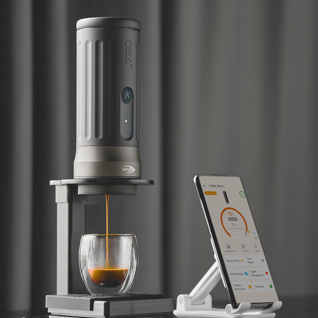 IKAPE Portable Coffee Maker with Heating - 51mm / 58mm Espresso Machine with Battery & App Control