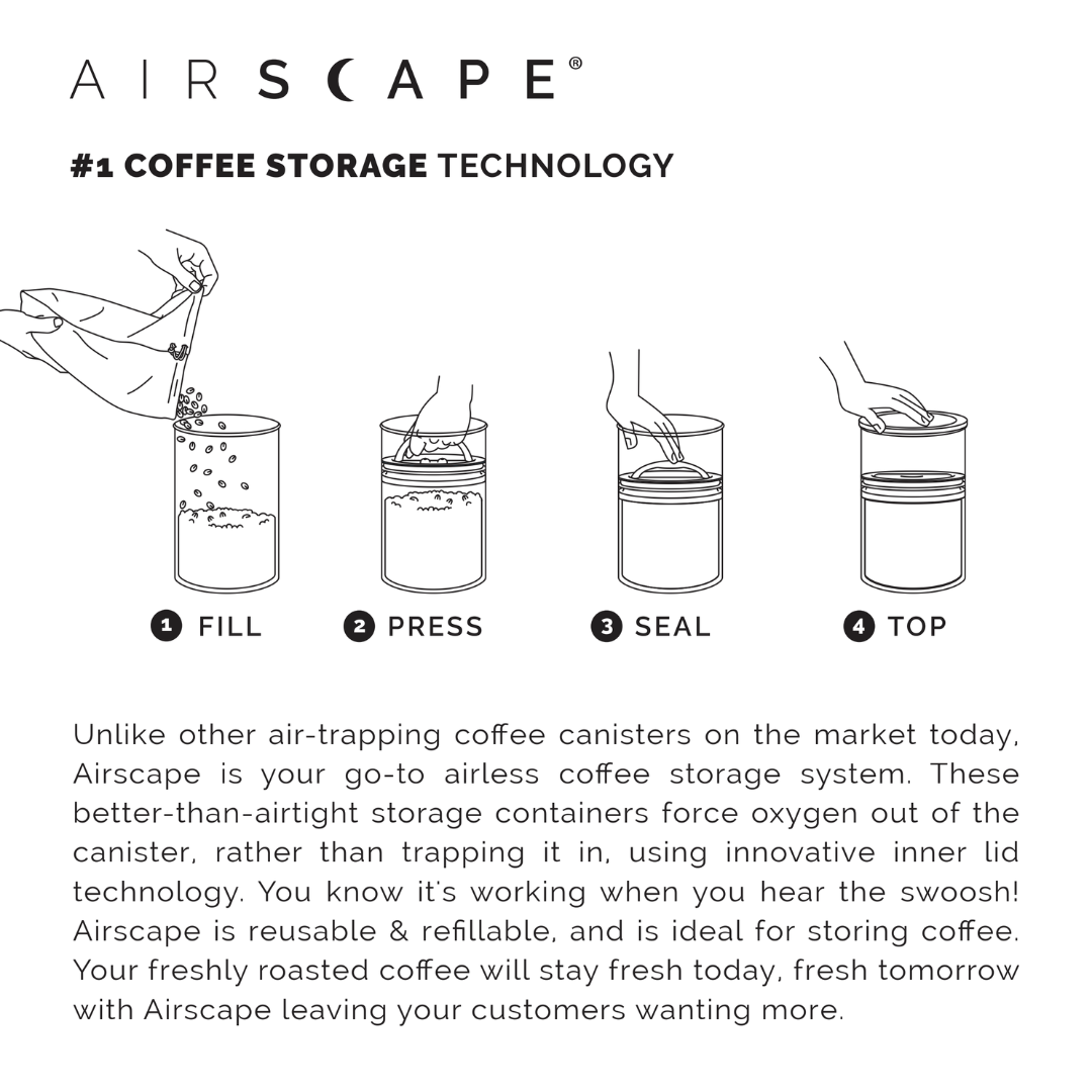 Airscape® Classic Coffee Canister – Oxygen-Removing Storage (250g / 500g / Kilo 1kg)