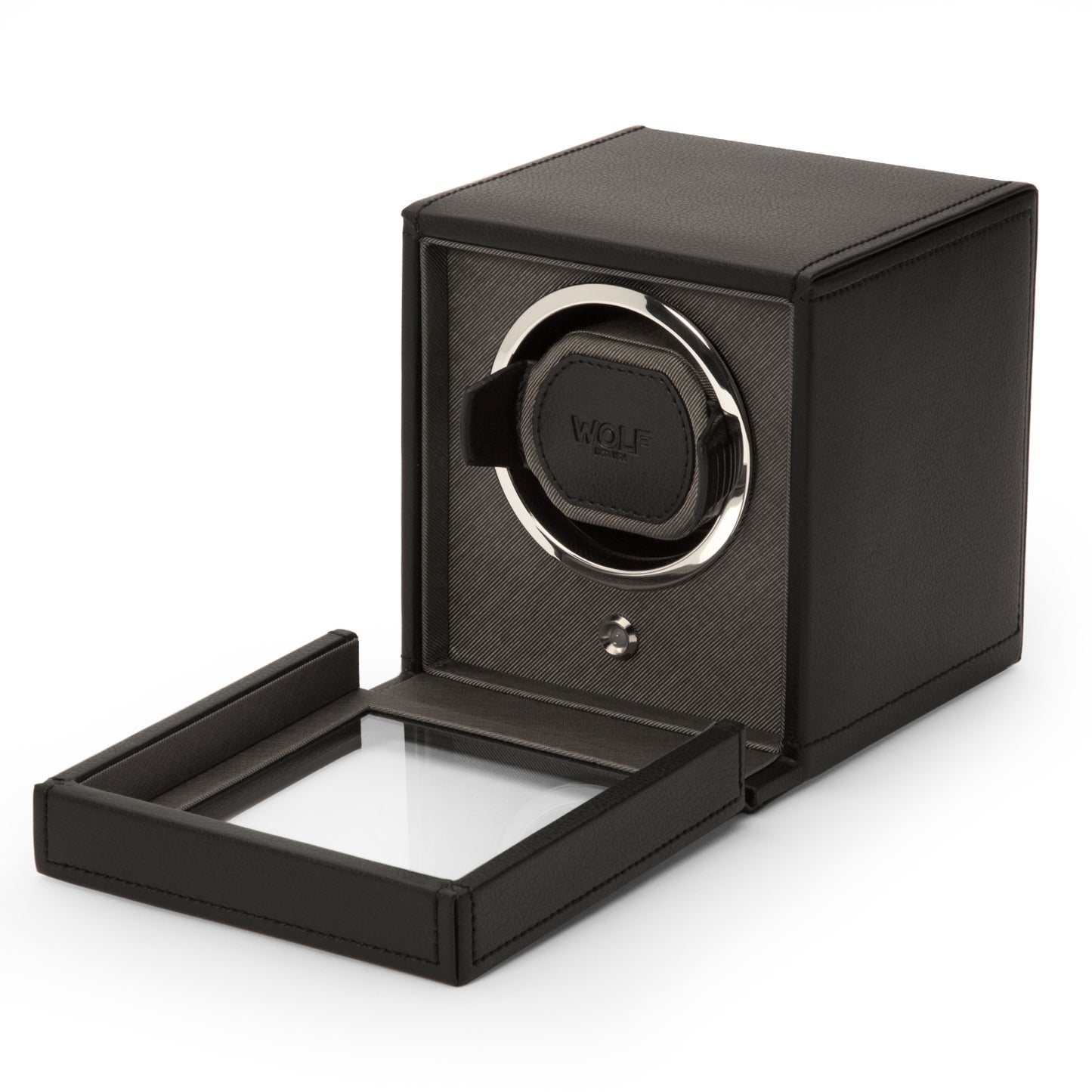 Premium Cub Watch Winder with Protective Cover by WOLF 1834 - Elegant and Efficient Automatic Watch Winding Solution