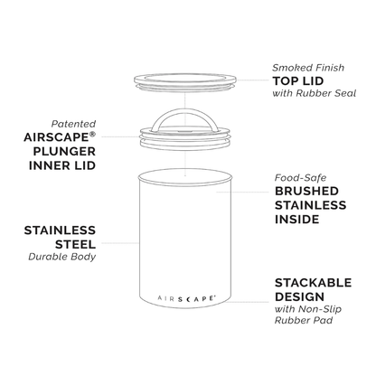 Airscape® Classic Coffee Canister – Oxygen-Removing Storage (250g / 500g / Kilo 1kg)