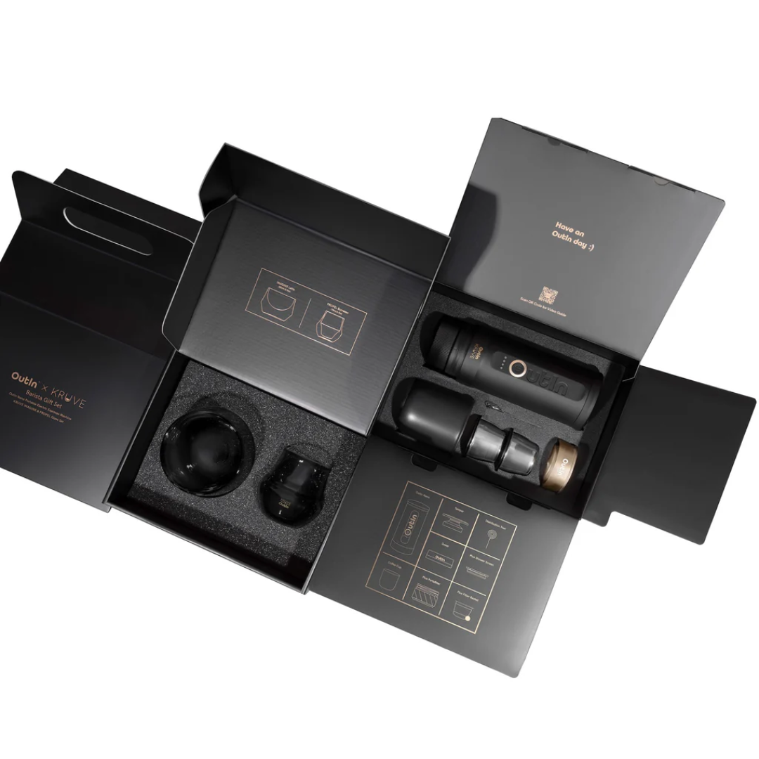OutIn x KRUVE Barista Gift Set – Portable Espresso Machine Kit with Nano & Espresso Glasses