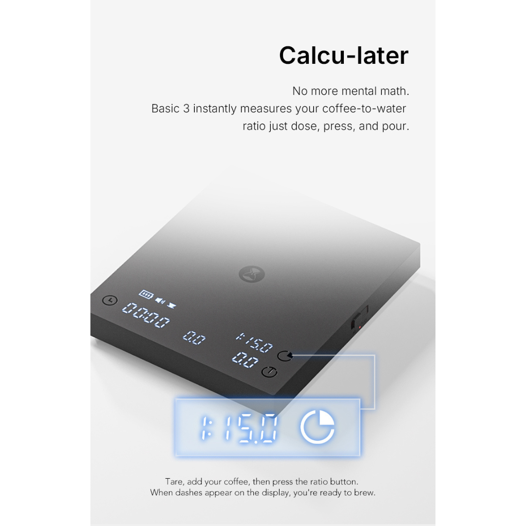 Timemore Black Mirror Basic 3 Coffee Scale - Espresso & Pour Over Scale with Ratio Mode