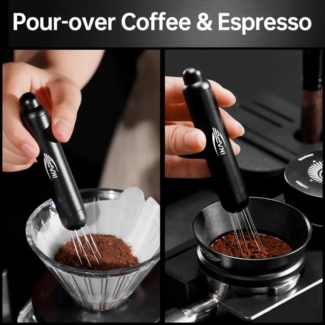 IKAPE Retractable Espresso WDT Tool with Stand, One-Press, Adjustable, 8 Needles