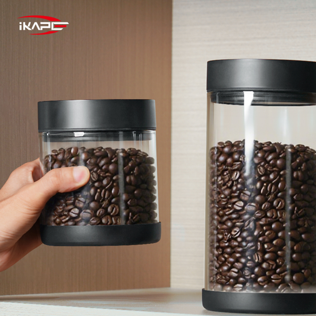 IKAPE Electric Vacuum Coffee Bean Canister with Digital Display - Auto Vacuum Storage (250g / 500g)