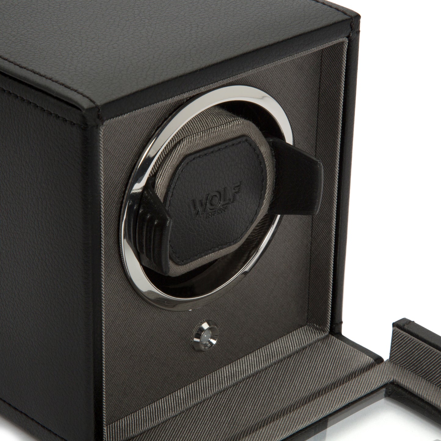 Premium Cub Watch Winder with Protective Cover by WOLF 1834 - Elegant and Efficient Automatic Watch Winding Solution