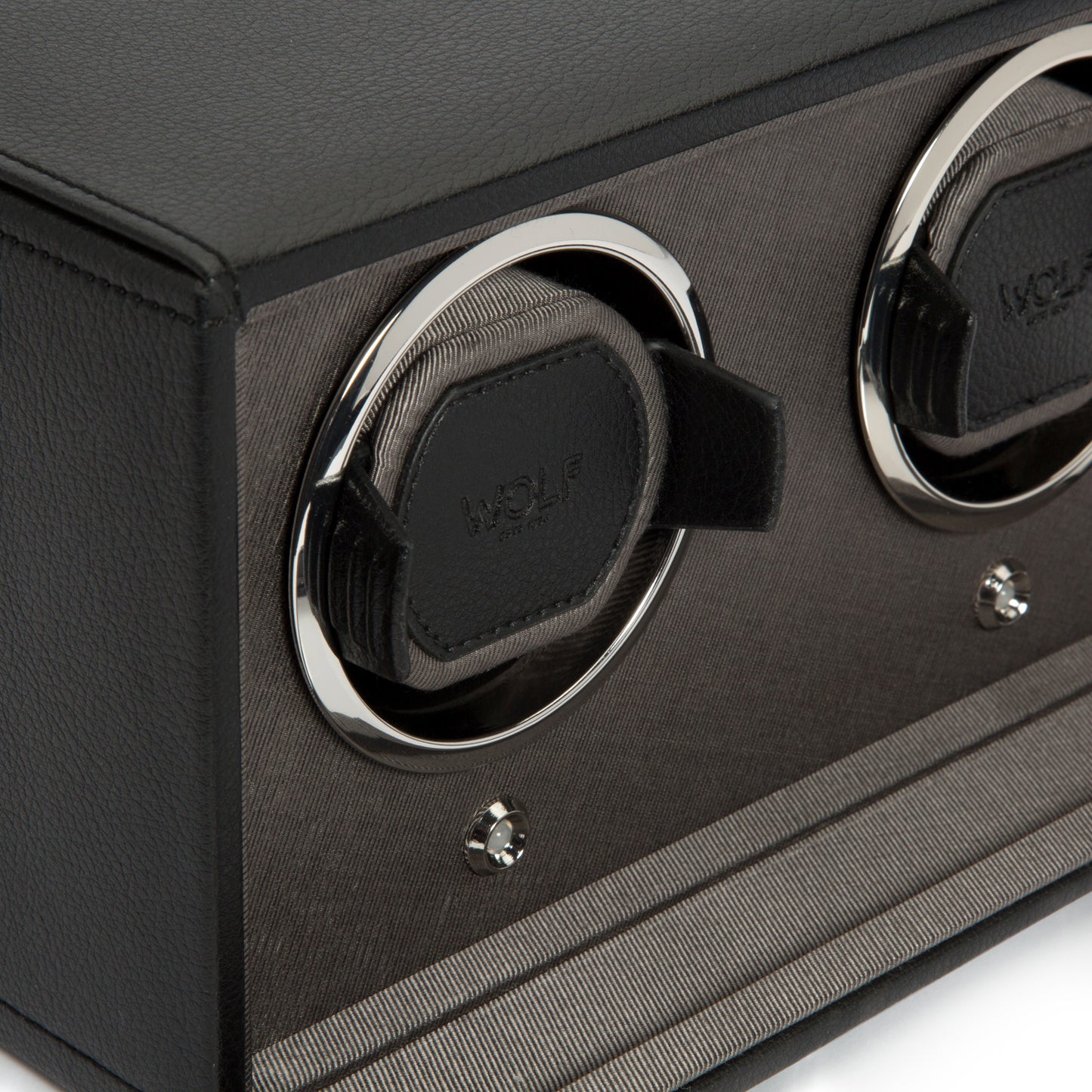 Premium Double Cub Watch Winder with Protective Cover by WOLF 1834 - Elegant Automatic Timepiece Maintenance Solution