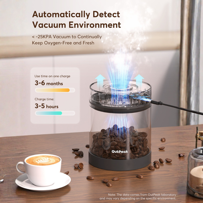 Outpeak Vacuum Coffee Canister - Electric Airtight Coffee Storage Container with Auto Vacuum Seal