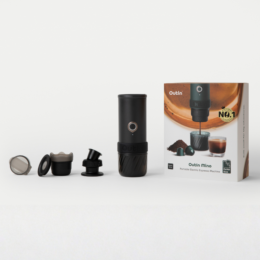 OutIn Mino Portable Electric Espresso Machine – 22 Bar Self-Heating Travel Coffee Maker
