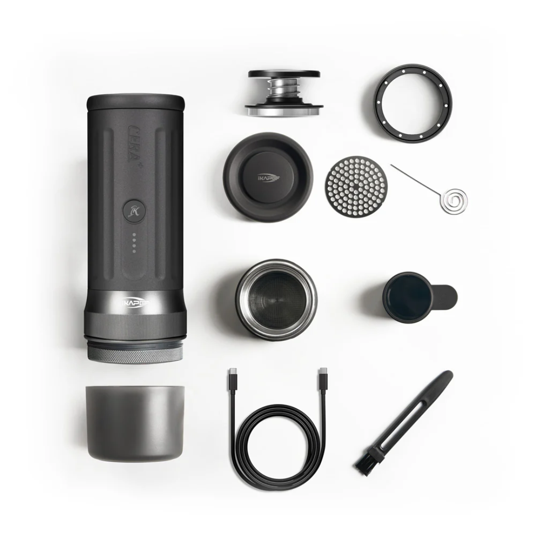IKAPE Portable Coffee Maker with Heating - 51mm / 58mm Espresso Machine with Battery & App Control