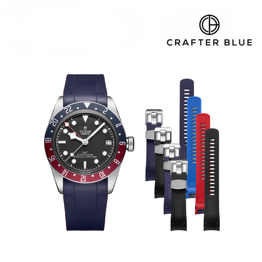 Crafter Blue Curved End Rubber Strap For TUDOR Black Bay 41MM (TD01)