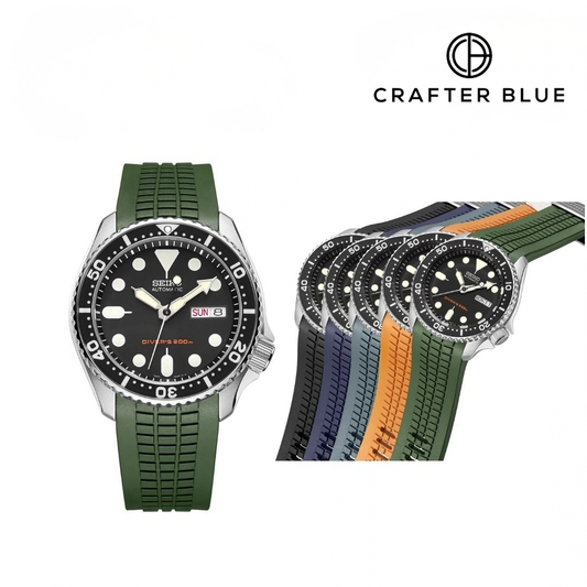Crafter Blue Curved End Rubber Strap for Seiko SKX / Seiko 6 Sports (CB11)