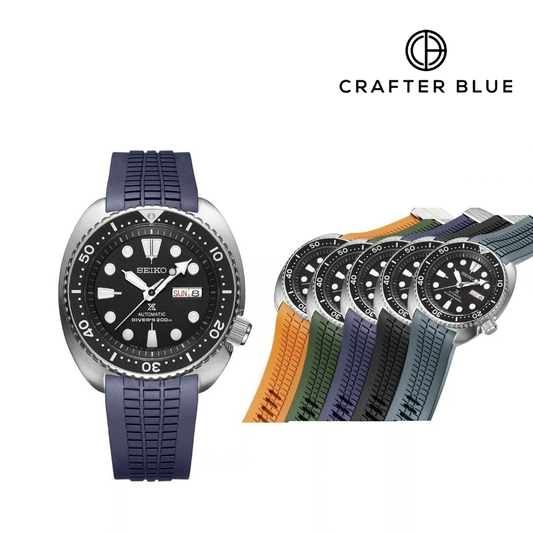 Crafter Blue Curved End Rubber Strap For Seiko Turtle (CB12)