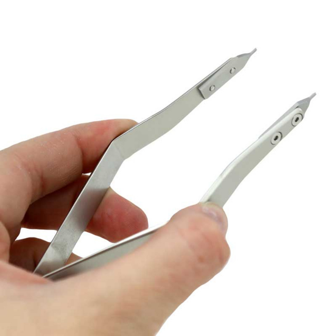 Bergeon 7825 Sping Bar Tweezer, Removal Tool, Lug Removal Fitting Tool, Swiss Made, 1.0mm Fine Forked Tips, Stainless Steel