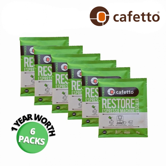 Cafetto Descale Powder Restore for Espresso Machines Cleaning, 25g sachet (6 packs)