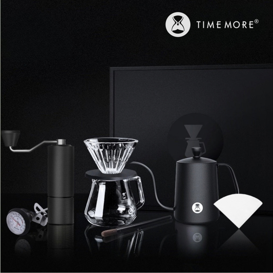 Timemore Pour Over gift set with C3 Grinder, Crystal dripper, filter, thermometer in box