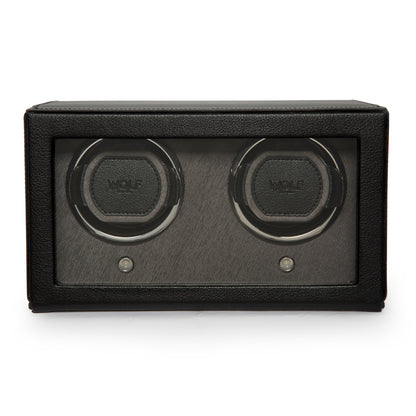 Premium Double Cub Watch Winder with Protective Cover by WOLF 1834 - Elegant Automatic Timepiece Maintenance Solution