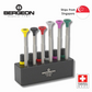 Bergeon 7778 Set of 6 Watchmaking Screwdrivers, Hardened Stainless Steel, Stable base anti-slip film, 6 tubes of blades