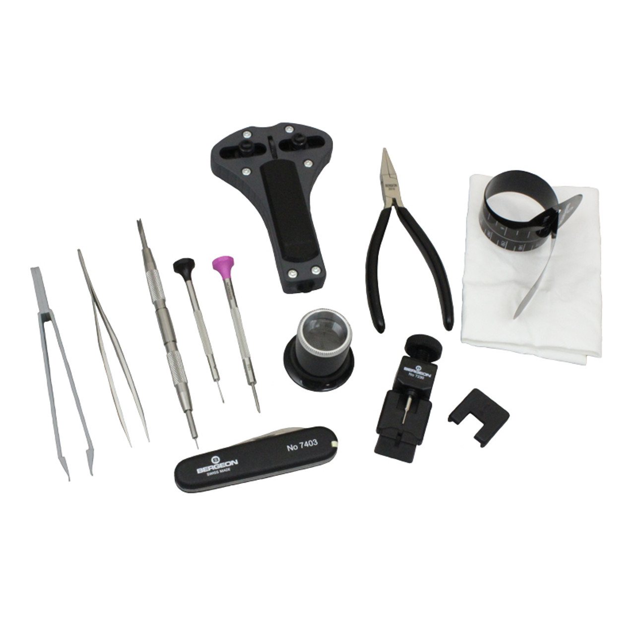 Bergeon 7812 Watchmakers Quick Service Kit, 12 Pieces Set with Carrying Case