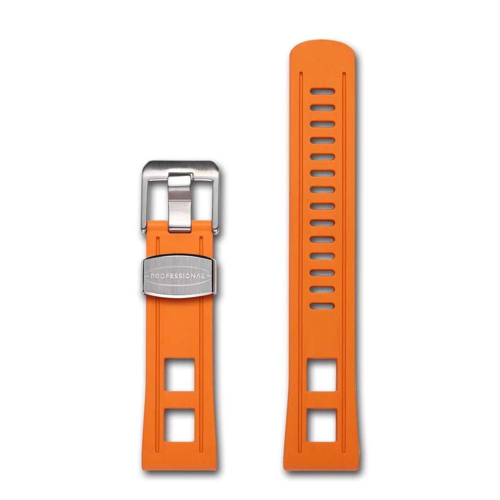 Crafter Blue 22mm Straight End Rubber Strap (CB01), Universal Fit - Watch&Puck
