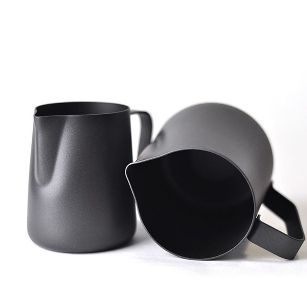 Milk Steaming Frothing Pitcher Jug, 600ml, Teflon Coated, Stainless Steel, Latte Art - Watch&Puck