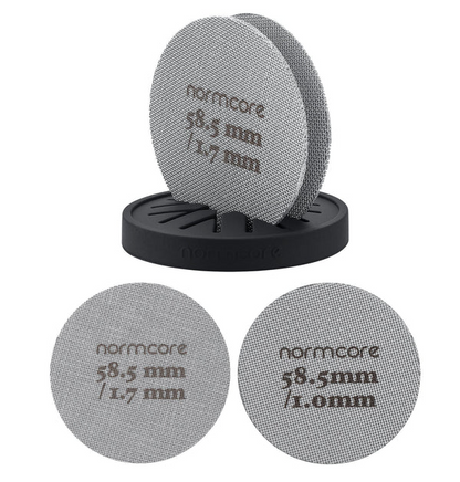 Normcore Puckscreen, 53.3mm 58.5mm width, 1.7mm thickness, 316 stainless steel, puck screen stand