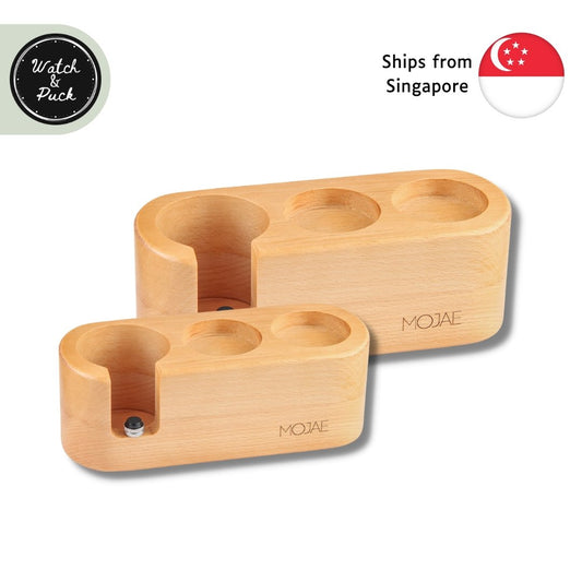 Portafilter Tamper Distributor Holder and Base 51mm/53mm/58mm Classic wood wooden compatible with Breville, Delonghi, Ro - Watch&Puck