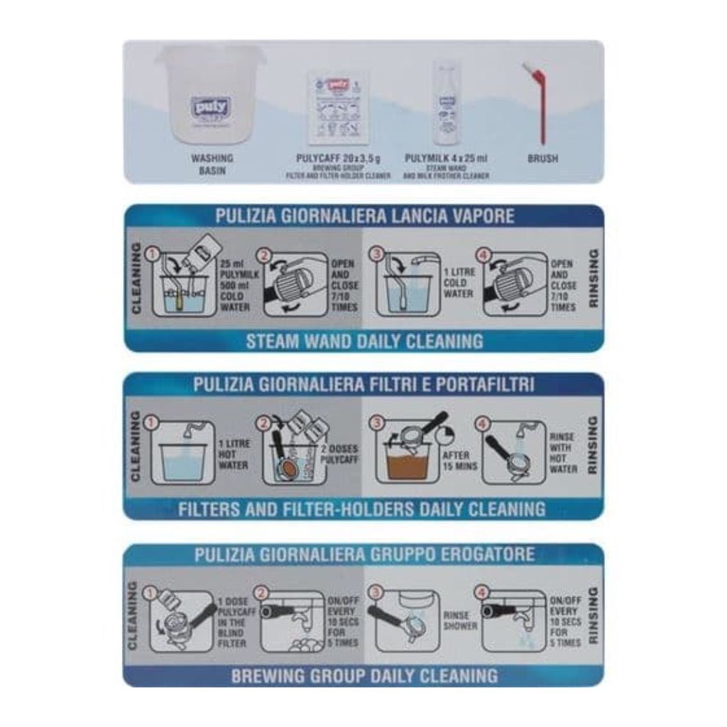 Puly Caff Professional Soak Cleaning System for Espresso Machines, Milk frother, Filters, Filter holders, Brewing group - Watch&Puck