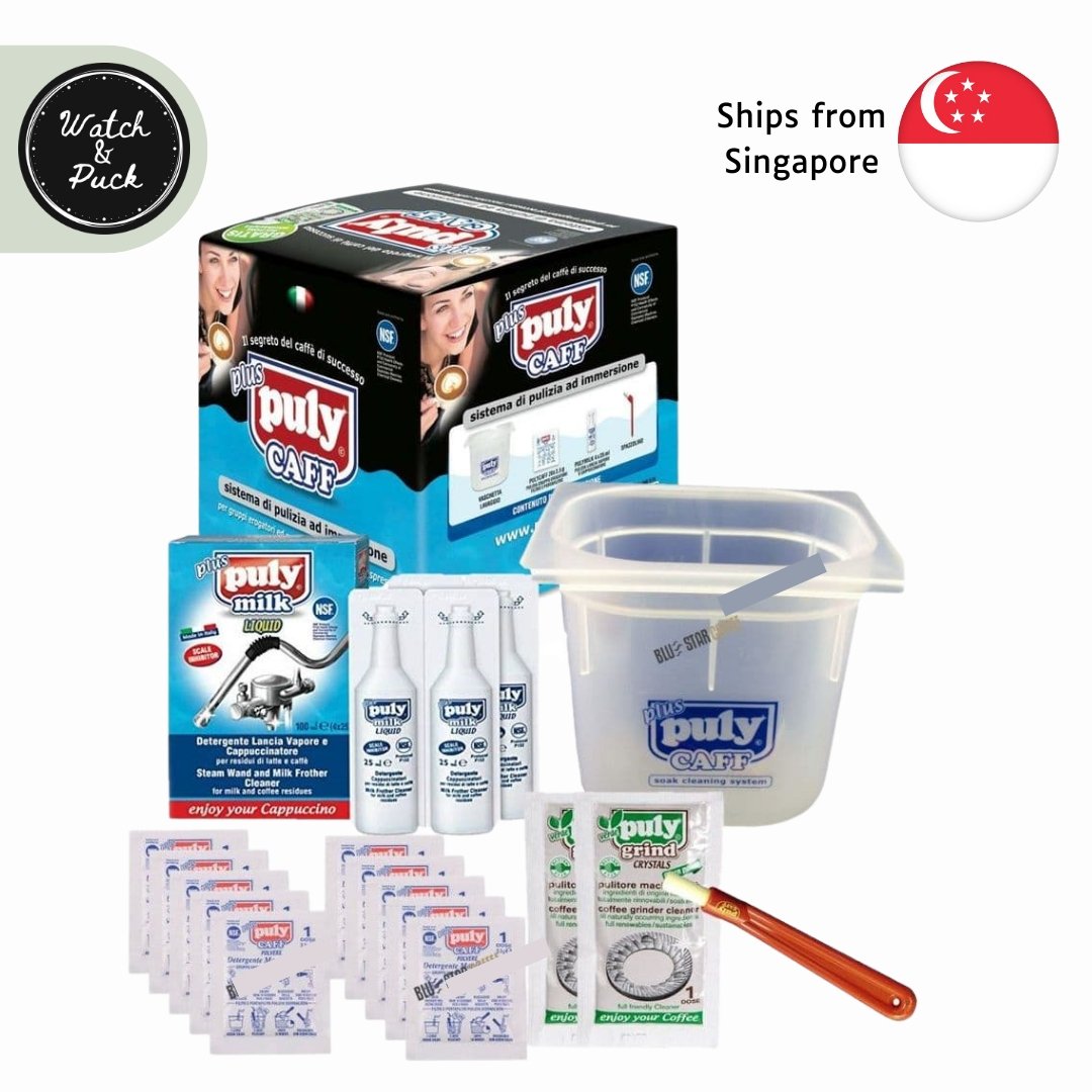 Puly Caff Professional Soak Cleaning System for Espresso Machines, Milk frother, Filters, Filter holders, Brewing group - Watch&Puck