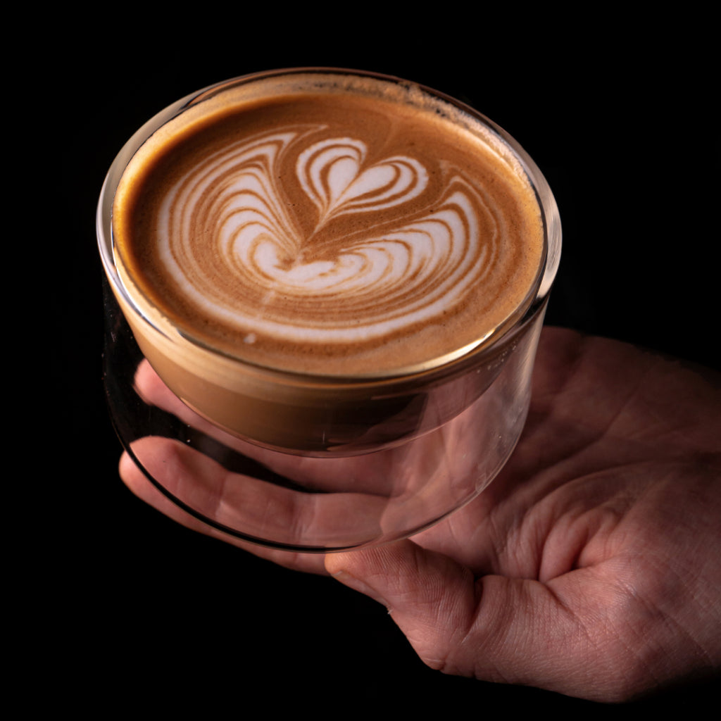 Kruve IMAGINE Milk Glass for Coffee Latte Art, Cappuccino, Insulated Double Wall, Hand-blown borosilicate glass