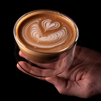 Kruve IMAGINE Milk Glass for Coffee Latte Art, Cappuccino, Insulated Double Wall, Hand-blown borosilicate glass