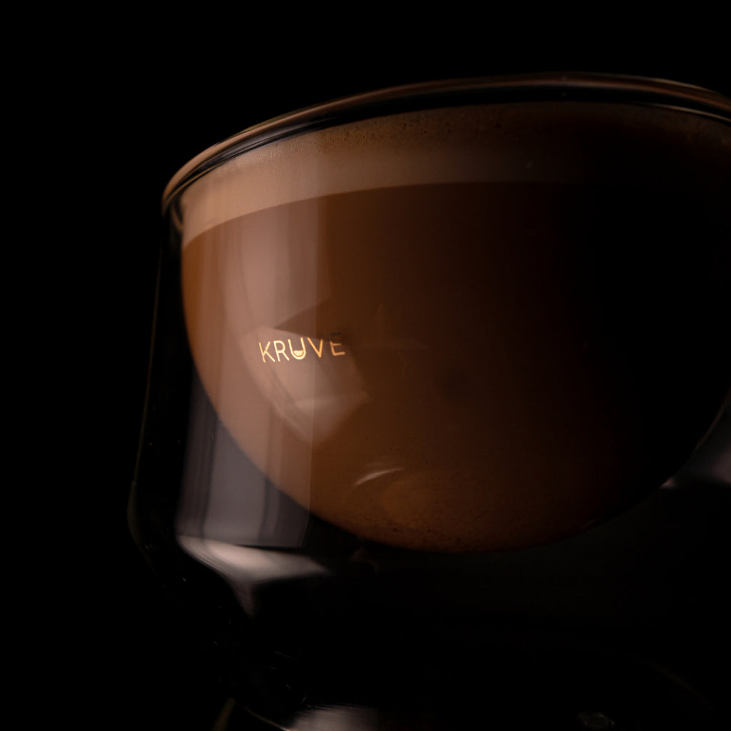 Kruve IMAGINE Milk Glass for Coffee Latte Art, Cappuccino, Insulated Double Wall, Hand-blown borosilicate glass
