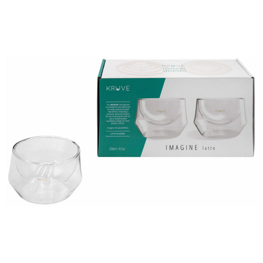 Kruve IMAGINE Milk Glass for Coffee Latte Art, Cappuccino, Insulated Double Wall, Hand-blown borosilicate glass