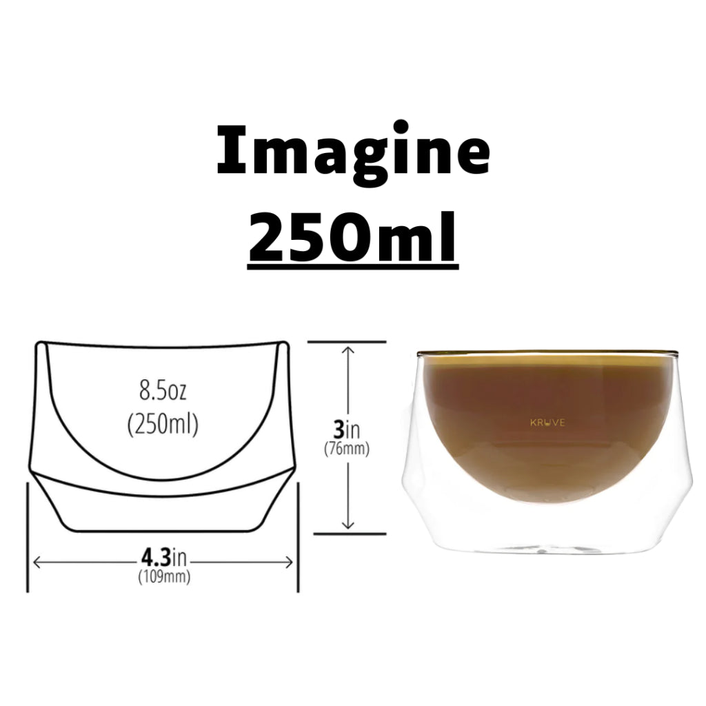 Kruve IMAGINE Milk Glass for Coffee Latte Art, Cappuccino, Insulated Double Wall, Hand-blown borosilicate glass