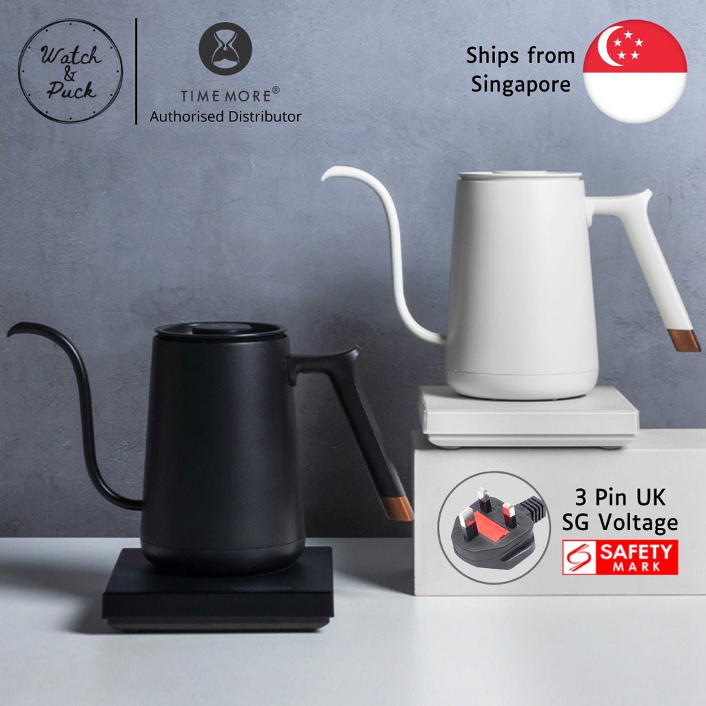 Timemore Fish Smart Electric Pourover Filter Coffee Kettle (600ml) - 220V 3 Pin with Safety Mark - Watch&Puck